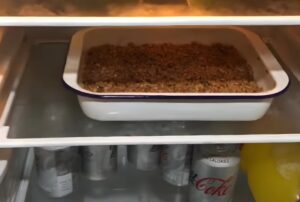 Refrigerated dish of krispie rice